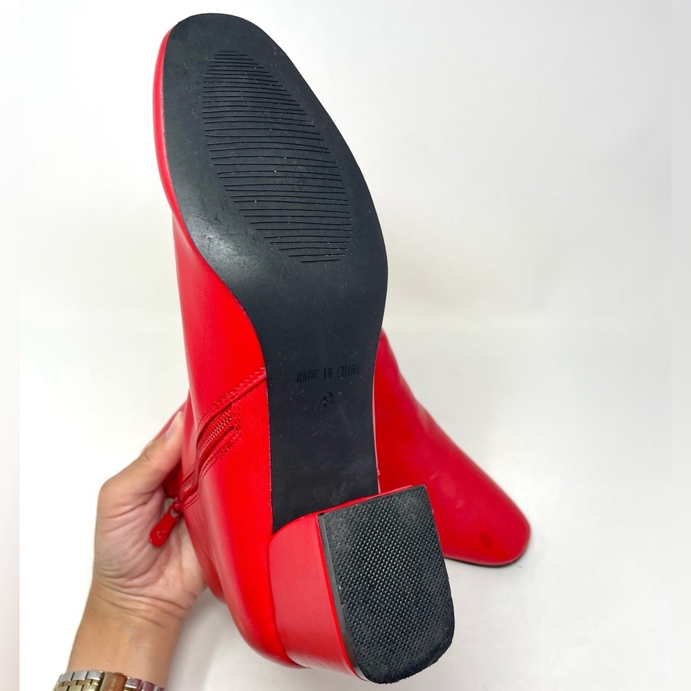 ** Red Kiss True Red Leather Heeled Ankle Boots Size 9 - Picture 6 of 11